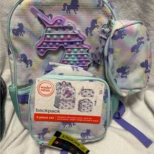 Unicorn 4-Piece Backpack Set Wonder Nation NWT